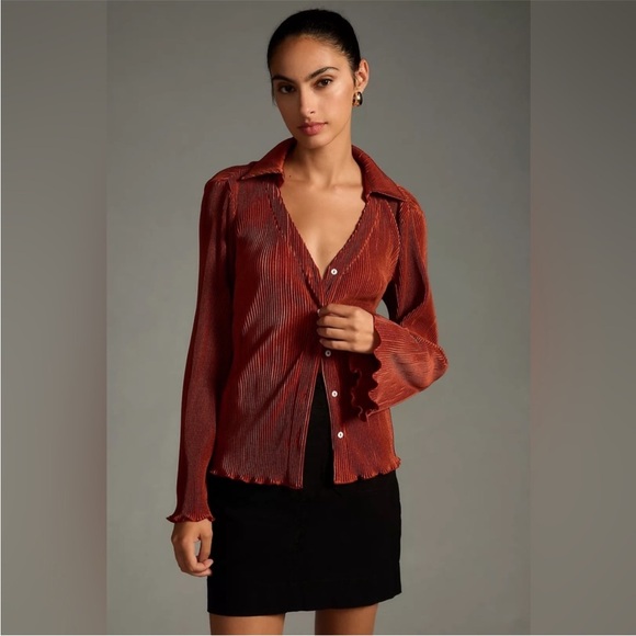 Anthropologie DOLAN lettuce-hem button down top- Medium - Picture 4 of 15